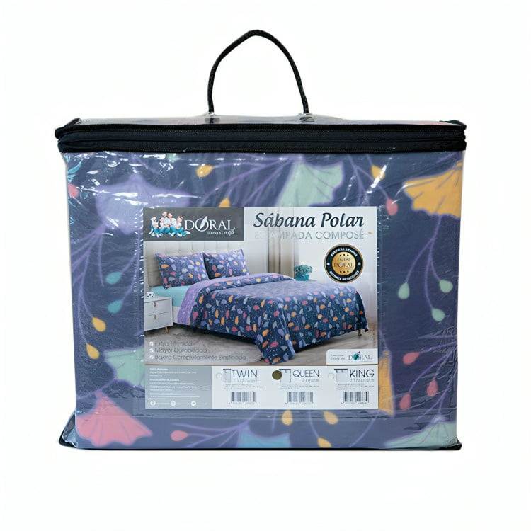 Sábanas De Polar Composé King / Hojas Morado – Doral