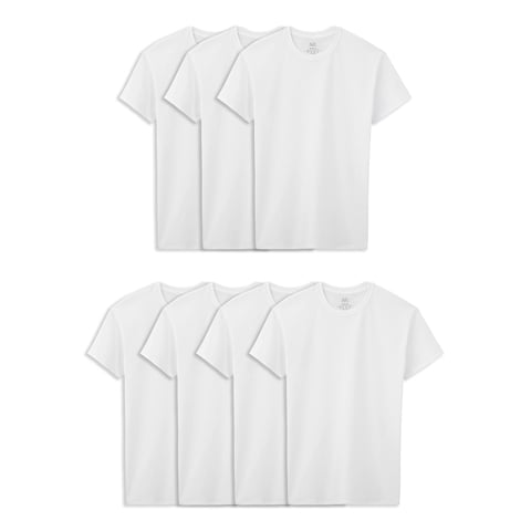 Remera Fruit Of The Loom Big Cotton Para Niños 7-Pack Blanca