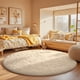 thumbnail image 1 of Alfombra redonda Ophanie de 150 cm, color marfil, suave, para decoración del hogar, 1 of 6