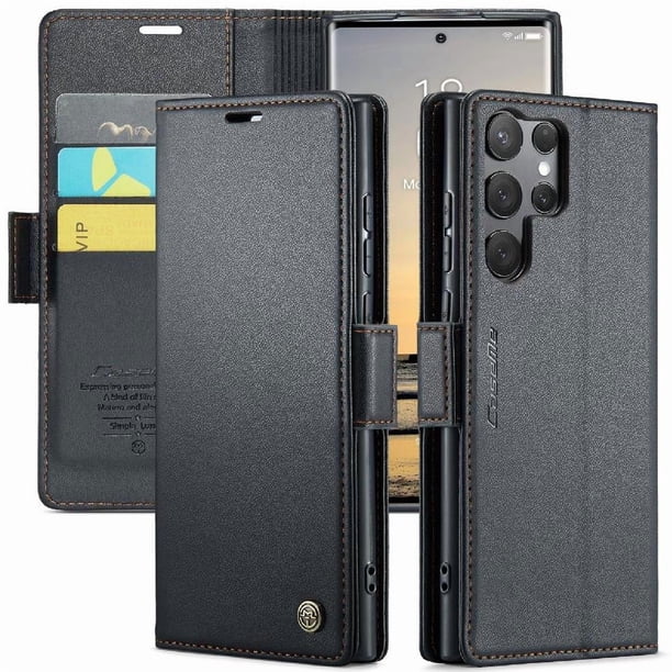 CaseMe tipo cartera Samsung Galaxy S25 Ultra con cierre magnético, RFID, tarjetero, soporte, carga inalámbrica