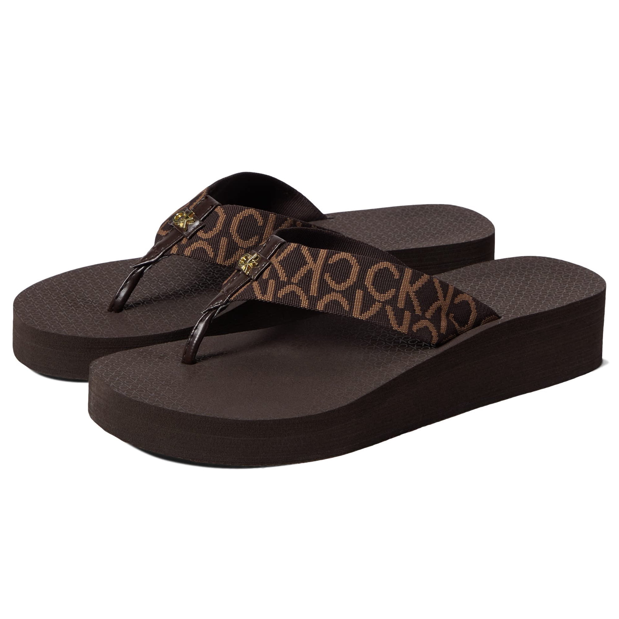 Sandalia Meena De Calvin Klein, Con Cuña, Tacón De 2 Cm, Color Marrón