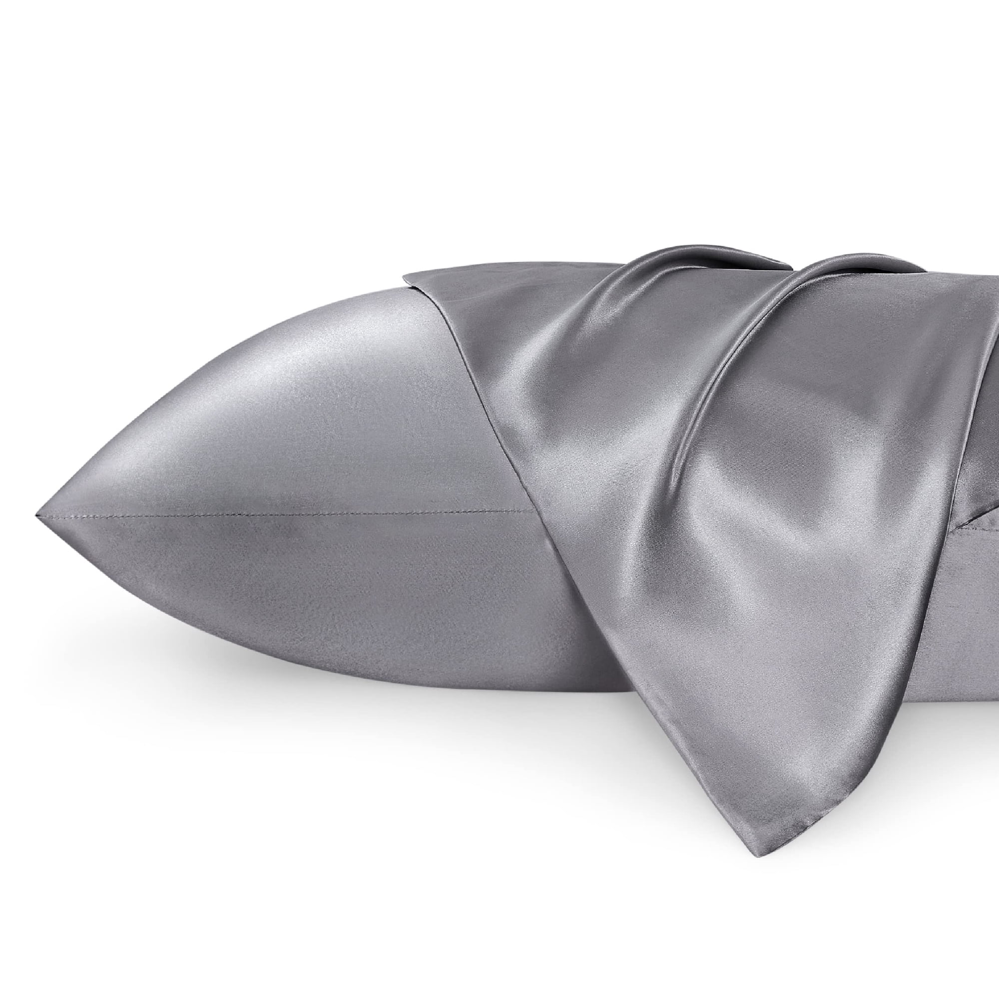 Bedsure - Funda De Almohada Satinada, Gris Oscuro, Tamaño Queen, 50 X 75 Cm, Paquete De 2