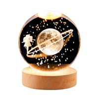 Magideal - Bola De Cristal Luz Nocturna 2,36 Pulgadas Base De Madera Adorno Decoración Esfera Lámparas Lámpara De Mesa Para Cumpleaños Acción De Gracias Sala De Estilob