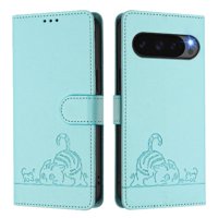 Funda Tipo Cartera Foxdock Para Google Pixel 10 Pro 5G Con Soporte, Ranuras, Rfid, Diseño De Gato