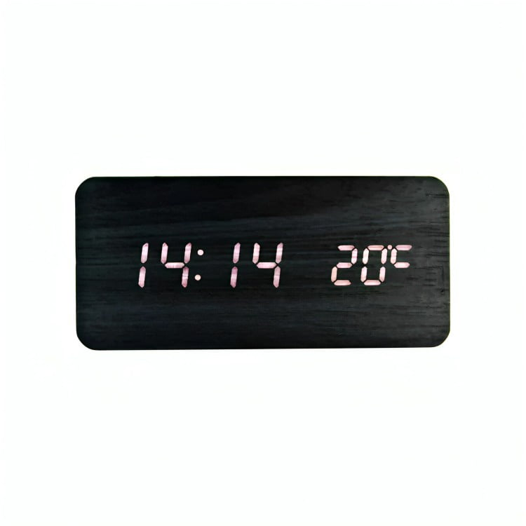 Genérico - Reloj Digital Led Tipo Madera Zen Negro