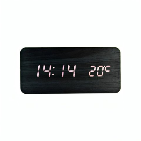 Genérico - Reloj Digital Led Tipo Madera Zen Negro