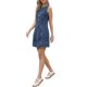 thumbnail image 4 of Vestido de mezclilla INSPIRE CHIC para mujer con botones, sin mangas, sin cuello, con bolsillos, vestido lápiz de mezclilla XS Azul oscuro, 4 of 6
