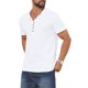thumbnail image 4 of INSPIRE CHIC Camisa Henley de Manga Corta con Textura Retro para Hombre, Botones Abajo, Exterior, Talla L, Blanco, 4 of 5