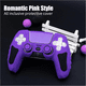 thumbnail image 3 of Funda para controlador de PlayStation 5, funda de silicona antideslizante para el mando de PS5 con tapones para el pulgar, protectores para el joystick y adhesivo envolvente para la funda-morado, 3 of 8
