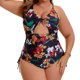 thumbnail image 1 of Agnes Orinda Traje de Baño de Una Pieza para Mujer Tallas Grandes Escuela Colegio Estampado Tirantes Cruzados Control de Abdomen Traje de Baño Monokini con Recortes 3X Amarillo Rojo Floral, 1 of 8