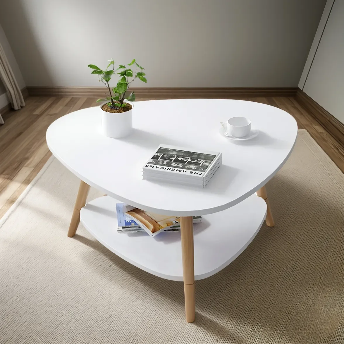 Pitaya - Mesa De Centro Vintage Triangular 60x60x42cm Madera Blanco