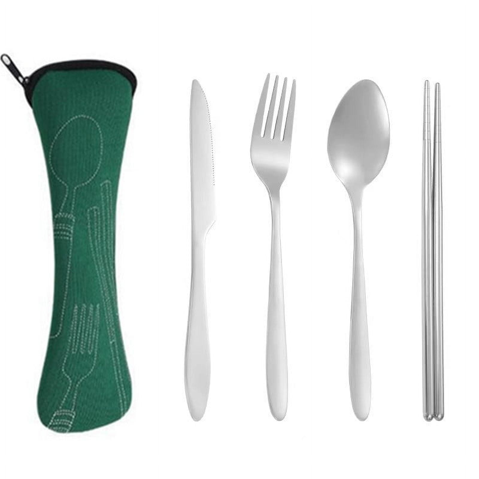 Xmhytop Juego De 4 Piezas Cubiertos De Cocina De Verde Oscuro Con Bolsa De Almacenamiento, Acero Inoxidable, Moderno Y Funcional