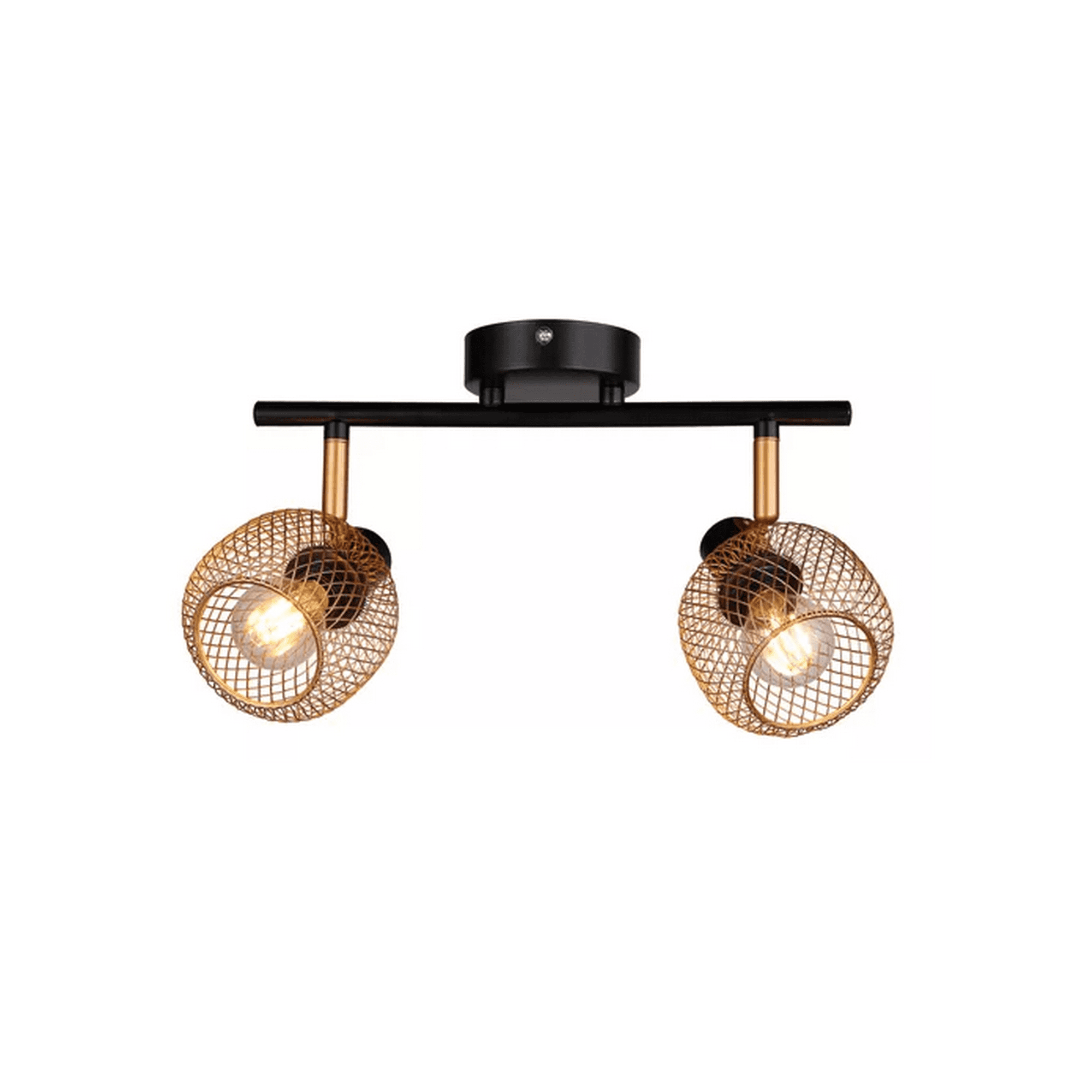 Genérico - Foco Sobrepuesto Indo Malla 2 Luces Color Dorado