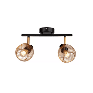 Genérico - Foco Sobrepuesto Indo Malla 2 Luces Color Dorado