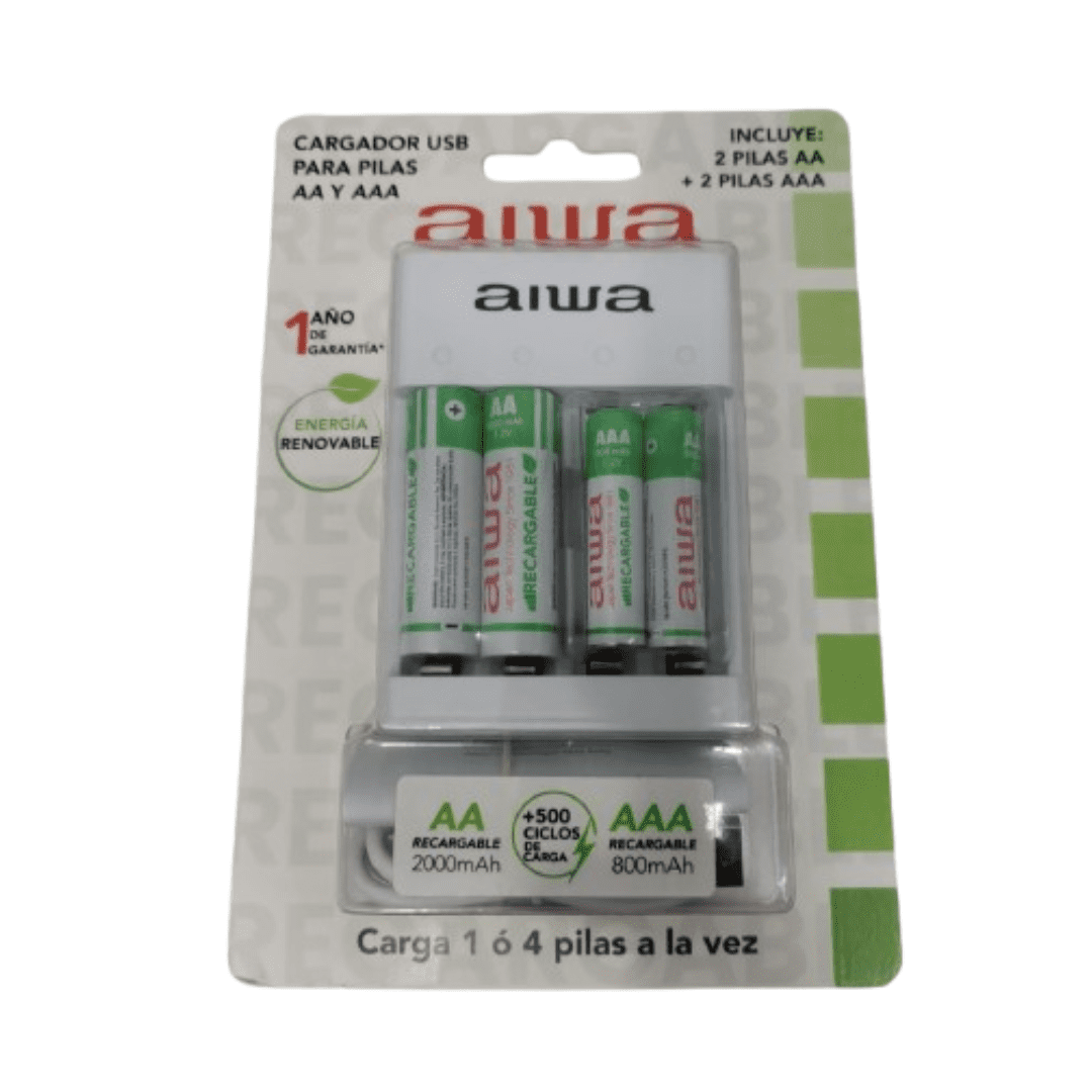 Cargador De Pilas Aa Y Aaa Aiwa Dc 5v 1,5a 5 Vcc 1,5a Blanco