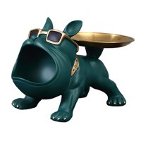 Magideal - Bandeja De Almacenamiento Para Perros, Estatua, Cuenco De Estatuilla De Perro, Escultura De Animal De Resina Nórdica, Bandeja De Joyería De Dulces Par Verde