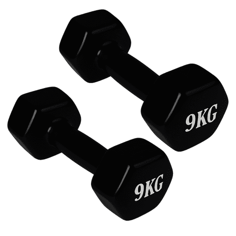 Linea Sport - Par De Mancuernas 9 Kg C/U Total 18 Kg Hexagonales De Vinilo