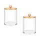 thumbnail image 1 of 4pcs Bamboo Lid Apothecary Jar Set - Clear Storage Containers for Cotton Swab, Ball, Pads, Floss - Vanity Makeup Organizer for Bathroom Accessories, 1 of 5