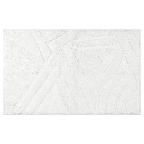 Regalwoven Alfombrillas De Ba?O Antideslizantes, Tapete De Ba?O Geométrico De Lujo, Suave Alfombra De Microfibra, Lavable, Color Blanco, 16"" X 24"".