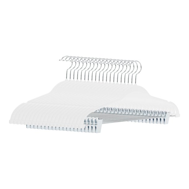 REGALWOVEN 20 Paquete de Perchas Antideslizantes Aterciopeladas con Pinzas, Perchas Duraderas que Ahorran Espacio de 360 Grados para Armario, Pantalones o Camisas Blancas