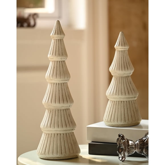 Figura de árbol de Navidad WONDROUS DECO de madera, juego de 2