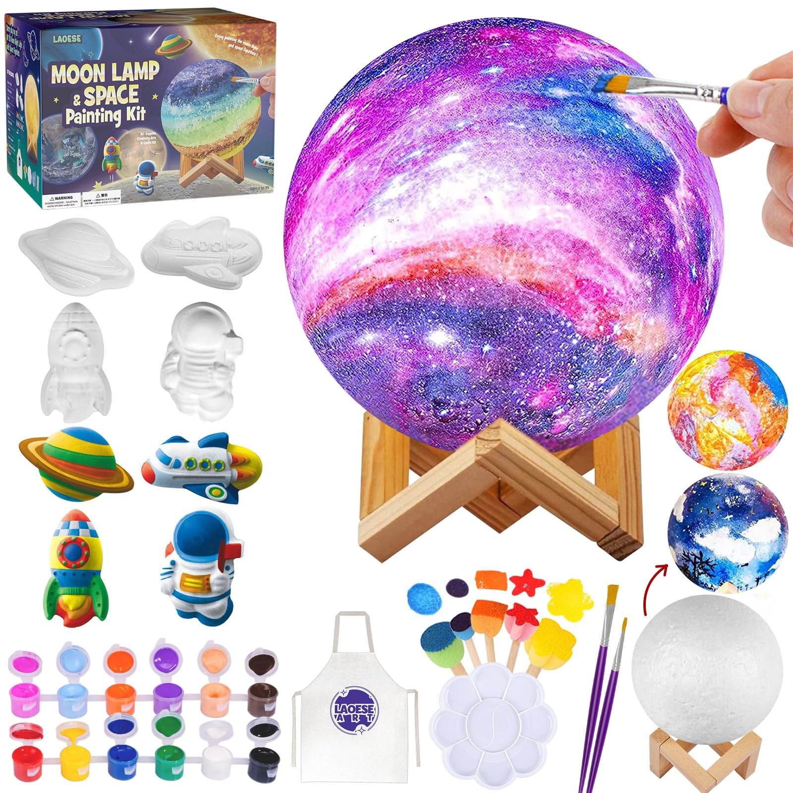 Kit De Lámpara Lunar Para Bricolaje Laoese: Pinta Tu Propia Lámpara Con Material De Arte Para Niños