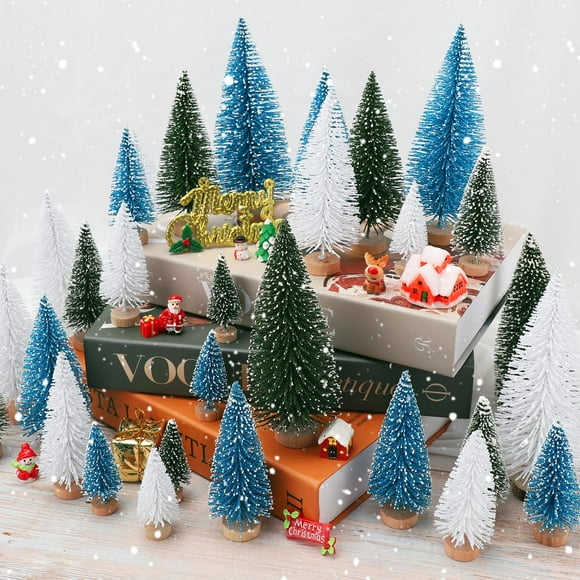 Decoración de árbol de Navidad Ayieyill Mini, 30 unidades con base de madera