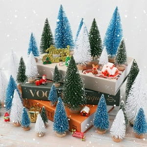 Decoración De Árbol De Navidad Ayieyill Mini, 30 Unidades Con Base De Madera