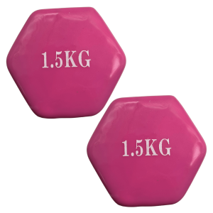 Linea Sport - Par De Mancuernas 1,5 Kg C/U Total 3Kg Hexagonales De Vinilo