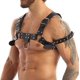 thumbnail image 1 of Arnés de cuero brillante para hombre, arnés de pecho con brazaletes de cuero, cinturón de arnés rojo y negro, correas de hebilla ajustables, arnés de disfraz para fiesta de carnaval, ropa de club, arn, 1 of 6
