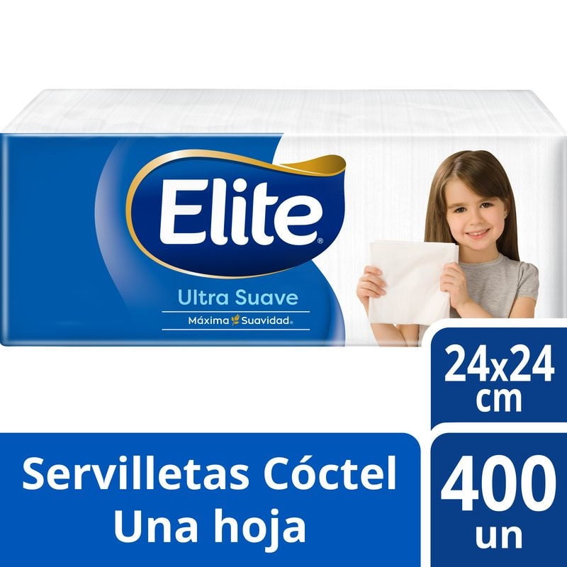 Elite - Servilletas Cóctel Ultra Suave Una Hoja 24X24Cm