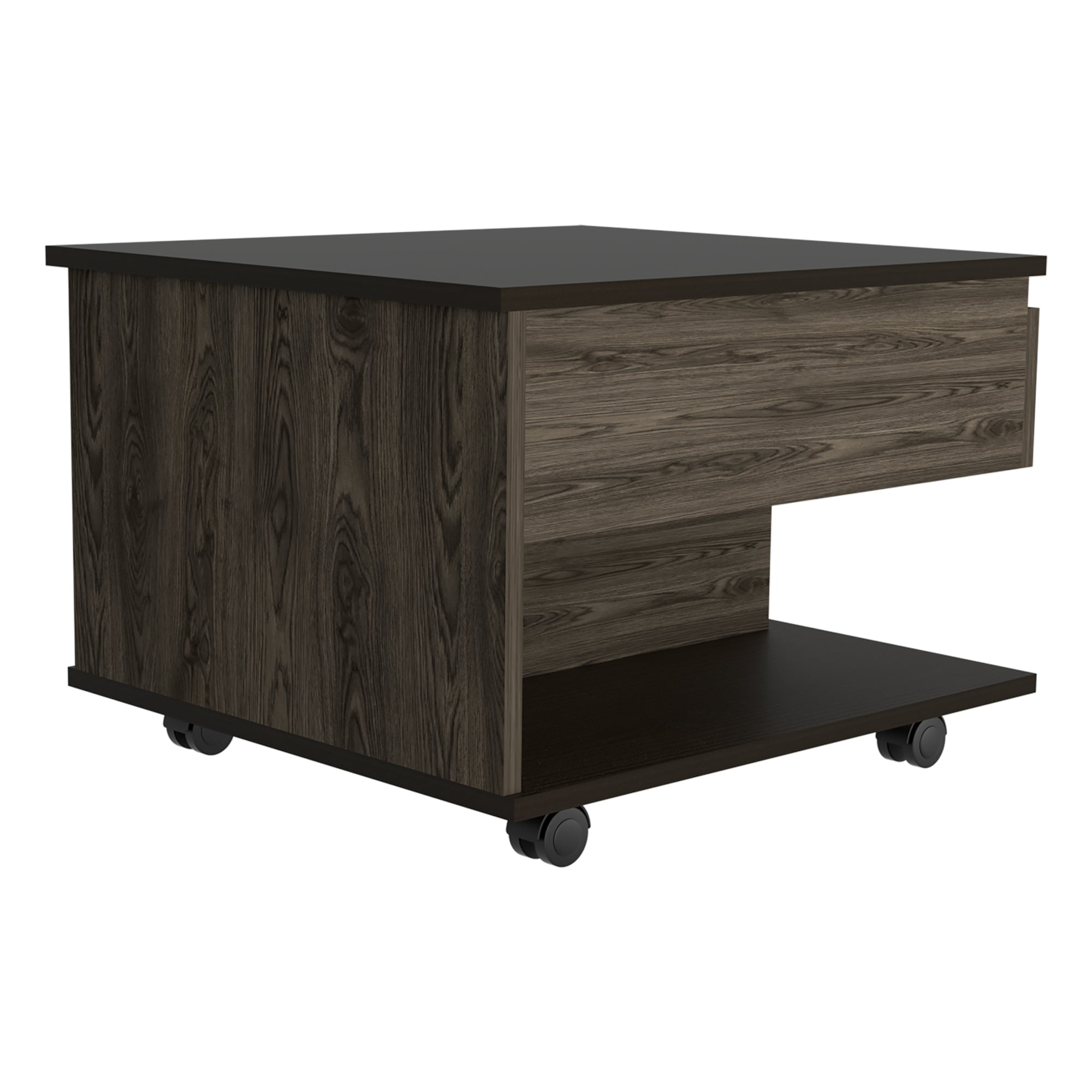 Fmfurniture - Mesa De Centro Extensible Fm-001o - Café Oscuro Y Negro