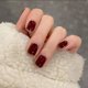 thumbnail image 1 of Press On Nail, Short Wine Red Fake Nail, Glossy Full Cover False Nail With Design, For Women Girls DIY, 1 of 2