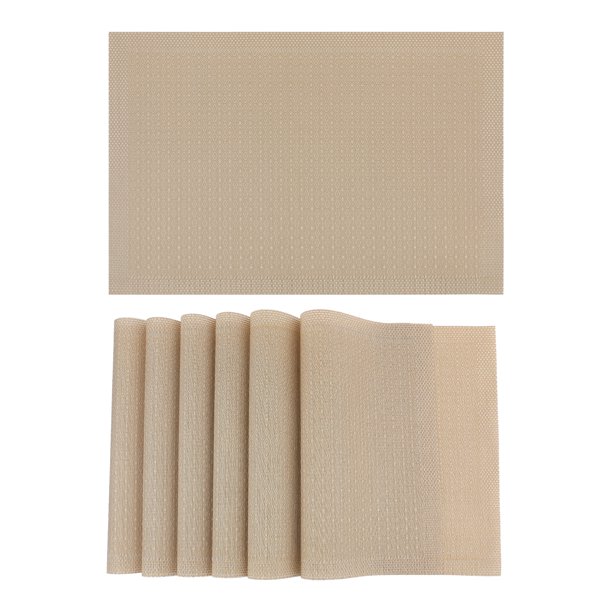 REGALWOVEN Manteles Rústicos Juego de 6 Manteles para Decoración de Mesa de Comedor Interior Exterior Lavable Mantel de Cocina Fácil de Limpiar Oro 18*12in