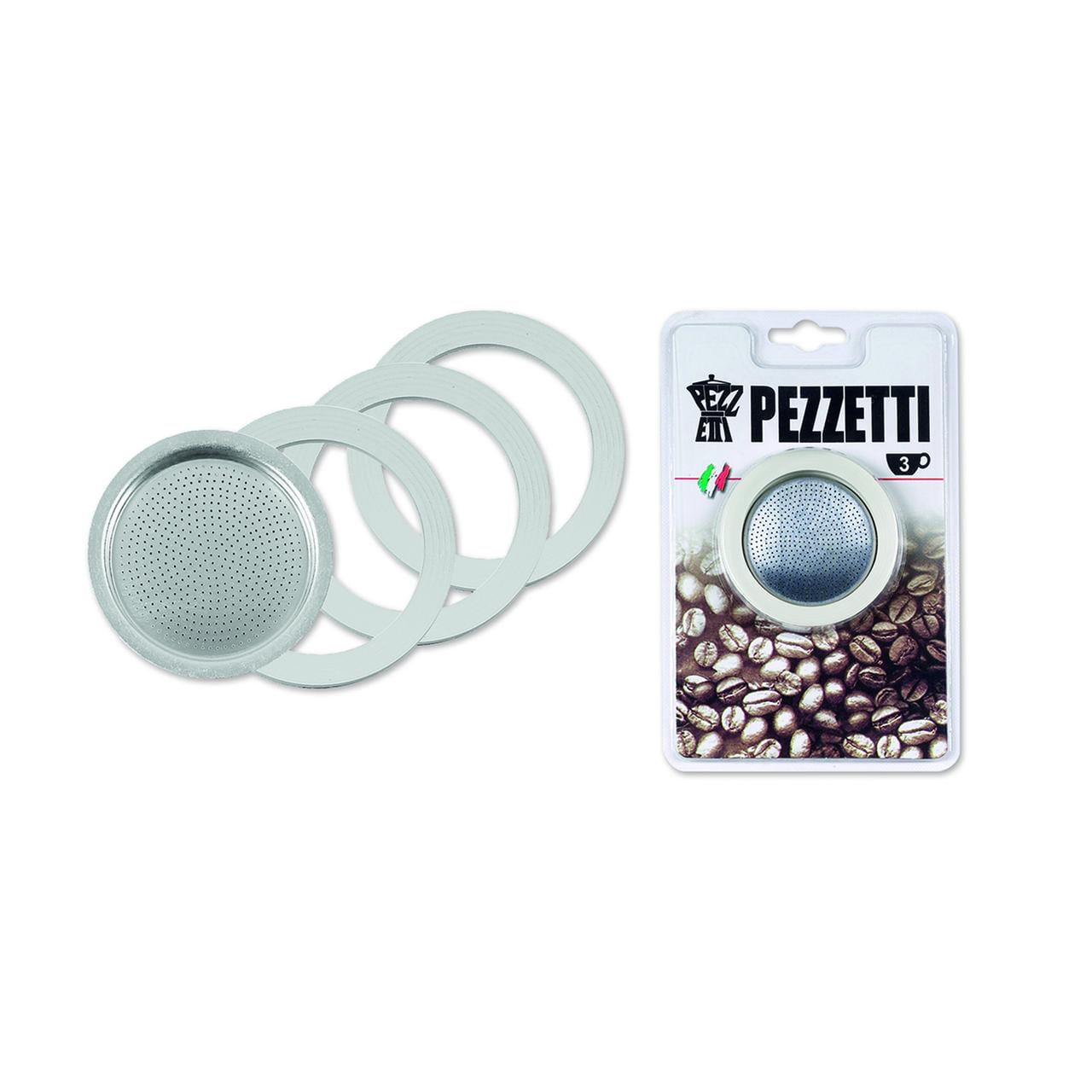 Pezzetti - Filtro Acero Inox-3 Juntas Silicona-cafetera 3 Tazas Steel Express