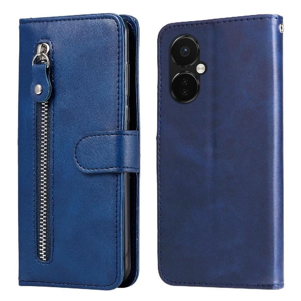 Funda con Cremallera para OnePlus Nord CE 3, Carcasa Cartera de Cuero PU con Soporte y Tarjetero
