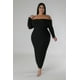 thumbnail image 1 of Saronite Vestido Elástico de Manga Larga sin Tirantes, con Hombros Descubiertos y Escote, Color Negro (Talla Grande para Mujer), 1 of 4