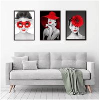 Genérico - Cuadros Decorativos Negro Y Rojo Pack X 3 Uds 35X50 Cm C/U