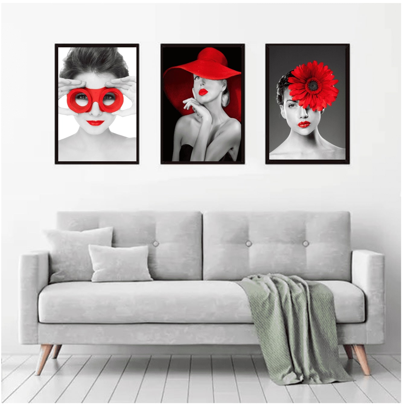 Genérico - Cuadros Decorativos Negro Y Rojo Pack X 3 Uds 35X50 Cm C/U