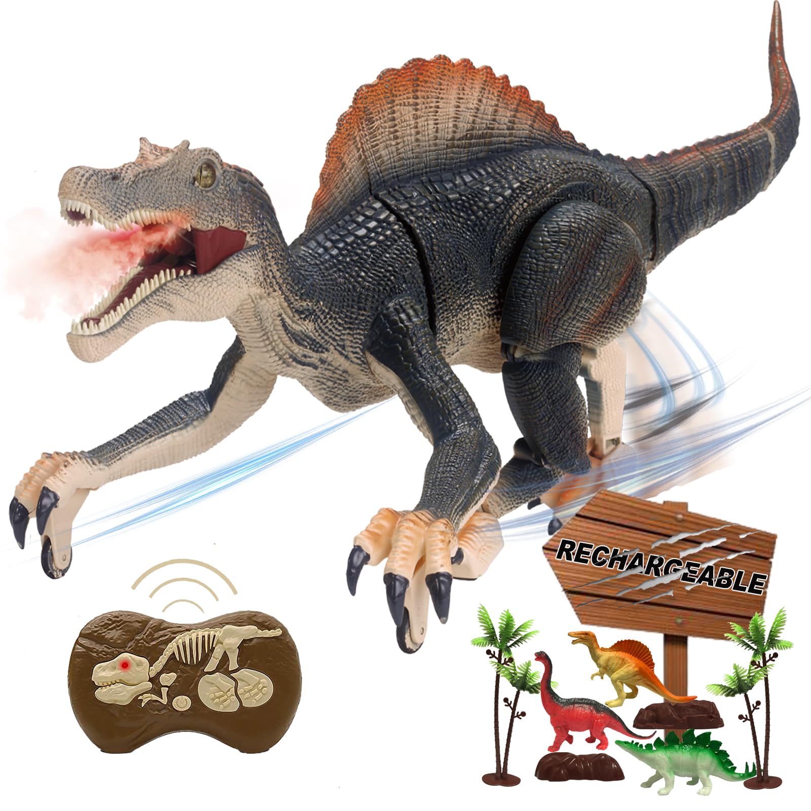 Dinosaurio De Juguete A Control Remoto Mamaboo Spray Raptor Para Niños