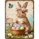 thumbnail image 1 of Letrero estaño metal conejo Pascua vintage conejo flor huevo primavera arte pared hogar granja cocina dormitorio 20x30cm, 1 of 6