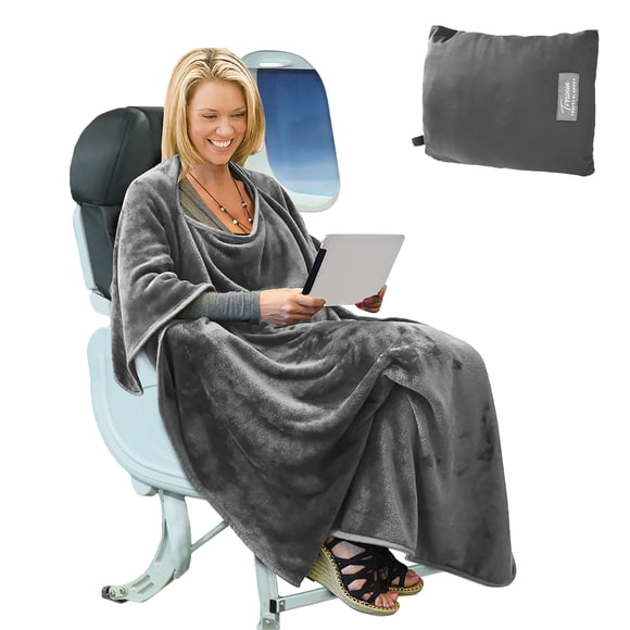 Poncho de oficina Tirrinia 4 en 1 para avión, manta de viaje