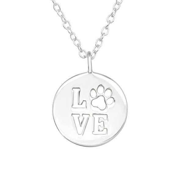 Collar Plata 925 Con Huella De Amor Love Plateado