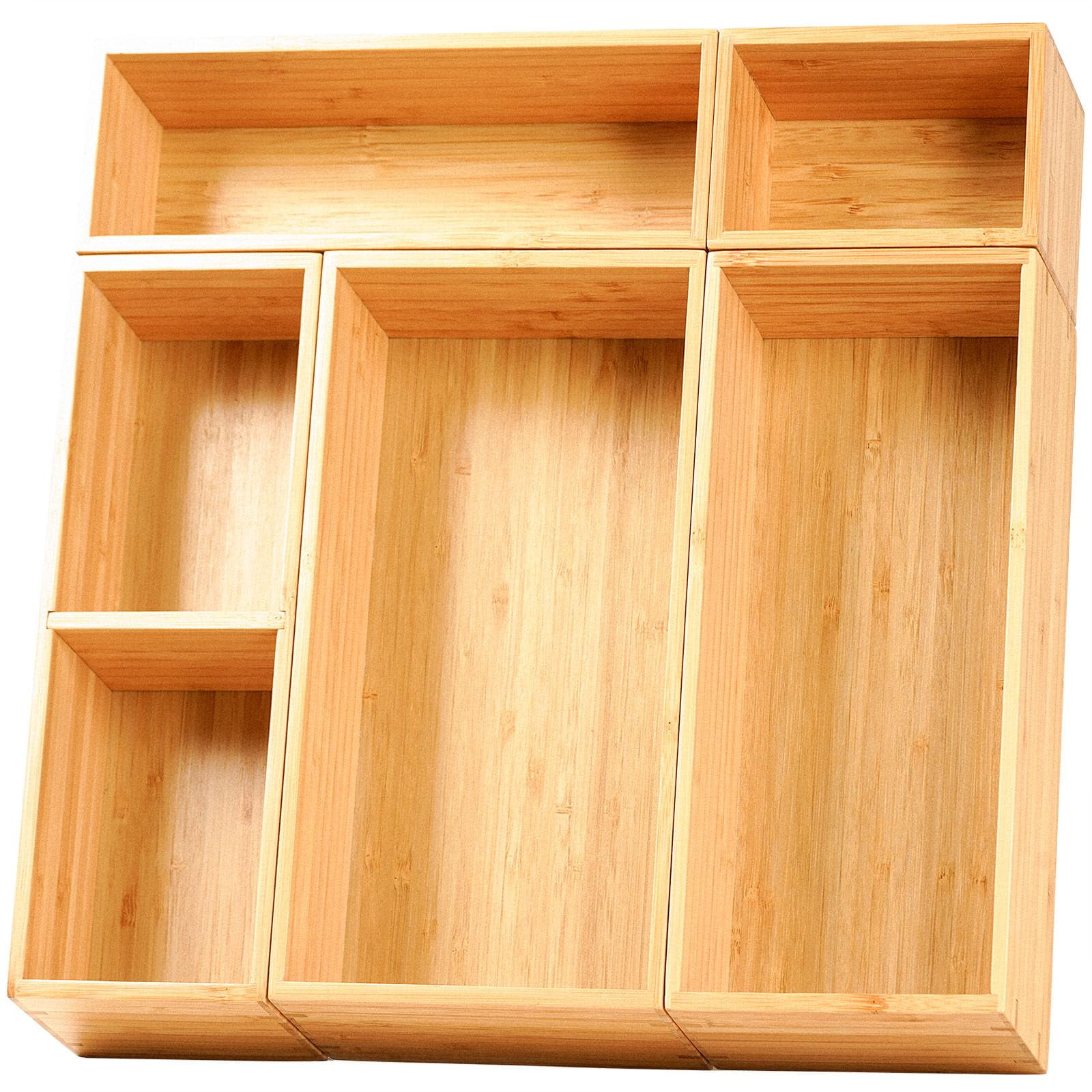 Cajas Organizadoras De Cajones Umilife De Bambú De 2,5 Cm De Alto