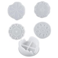 Magideal - Posavasos Transparente Resina Fundición Silicona Diy Epoxi Elaboración Con Caja De Almacenamiento Bandeja Herramienta Para Hacer Velas Fabricación De , 5Pcs 5 Piezas