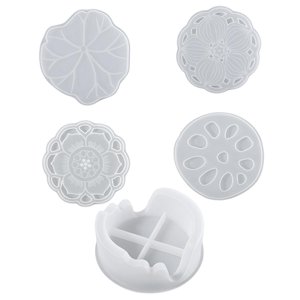 Magideal - Posavasos Transparente Resina Fundición Silicona Diy Epoxi Elaboración Con Caja De Almacenamiento Bandeja Herramienta Para Hacer Velas Fabricación De , 5Pcs 5 Piezas