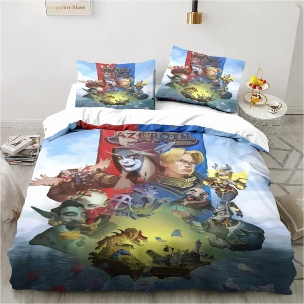 x2496 Bed Sheetsing Game World Warcraft Bedding Set Duvet Cover Bed Set Quilt Cover Pillowcase Comforter Size Boys Adult 3-Piece Bedding Set (1 Duvet Cover + 2 Pillow Shams) nj2496