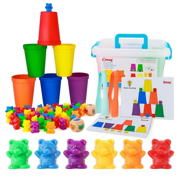 Counting Bears Bmag con tazas clasificadoras, juegos de aprendizaje de matemáticas