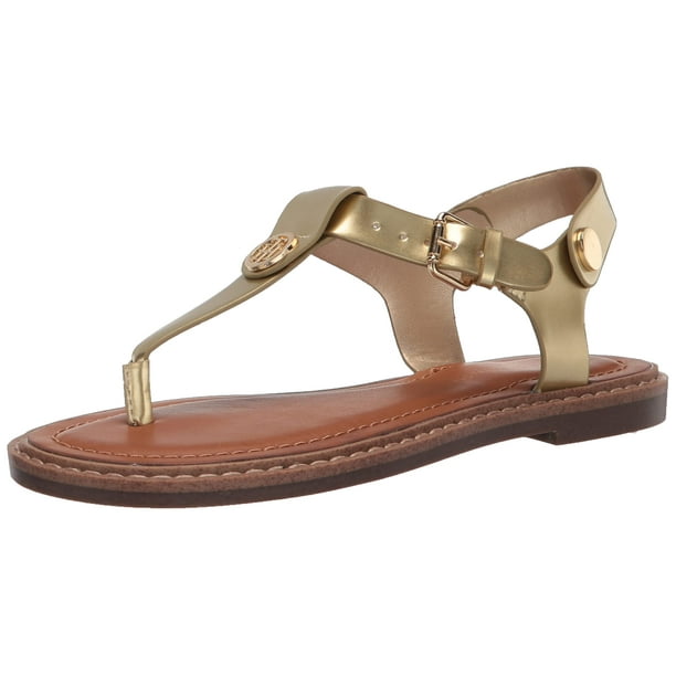 Sandalias Tommy Hilfiger Bennia para mujer, color dorado, talla 5.5