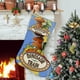 thumbnail image 1 of El Tren de los Dinosaurios Tema: Calcetines de Navidad, fino lino blanco para colgar en escaleras y chimenea, decoración navideña para el hogar, regalo de Navidad. 45cm × 32cm, 1 of 5